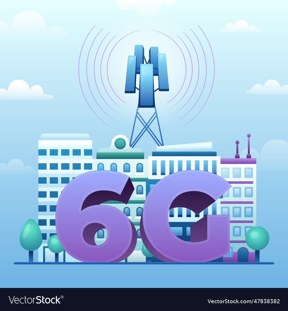 Gradient 6g mobile communication and internet vector image Gradient 6g mobile communication and internet