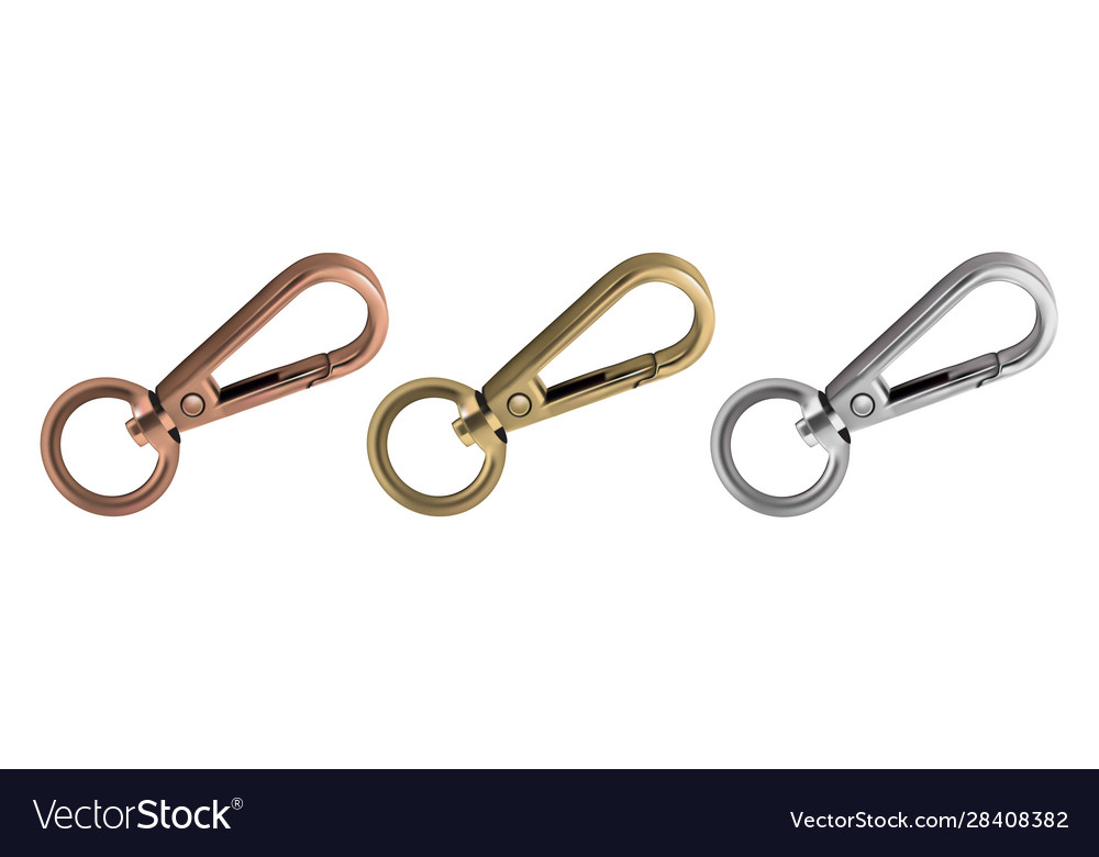 Haberdashery accessories metal snap hooks vector image Haberdashery accessories metal snap hooks