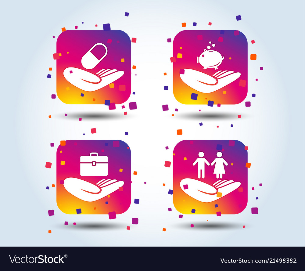 Hilfe für die Hände Icons Schutz und Versicherung Vector Image Hilfe für die Hände Icons Schutz und Versicherung