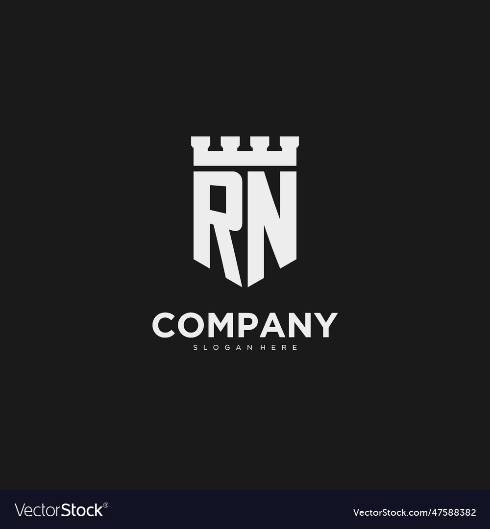 Initials rn logo monogram with shield Royalty Free Vector