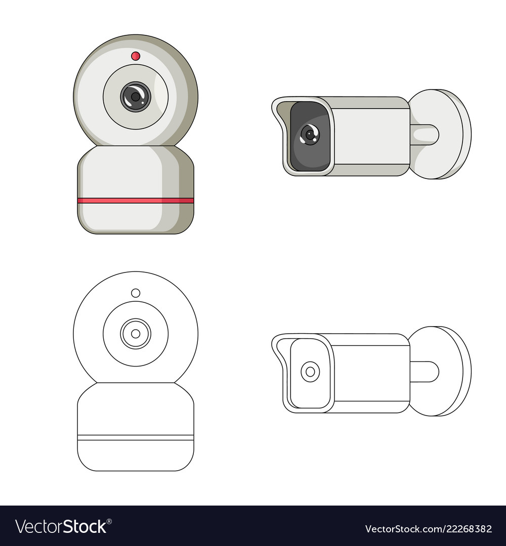 Isolated object of cctv and camera icon set