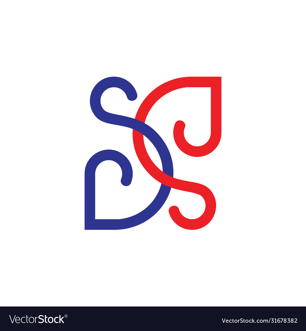 Letters sd linked curves line loop design logo Vector Image Letters sd linked curves line loop design logo
