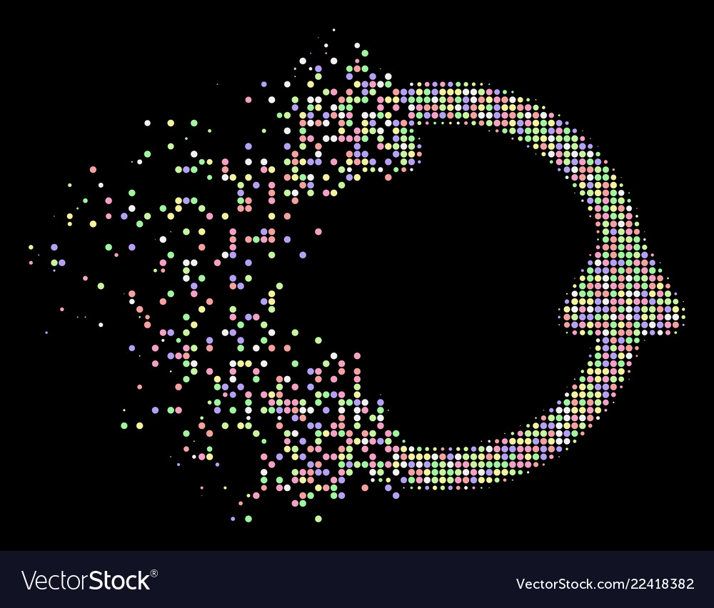 Light dissipated pixelated halftone rotate icon vector image Light dissipated pixelated halftone rotate icon