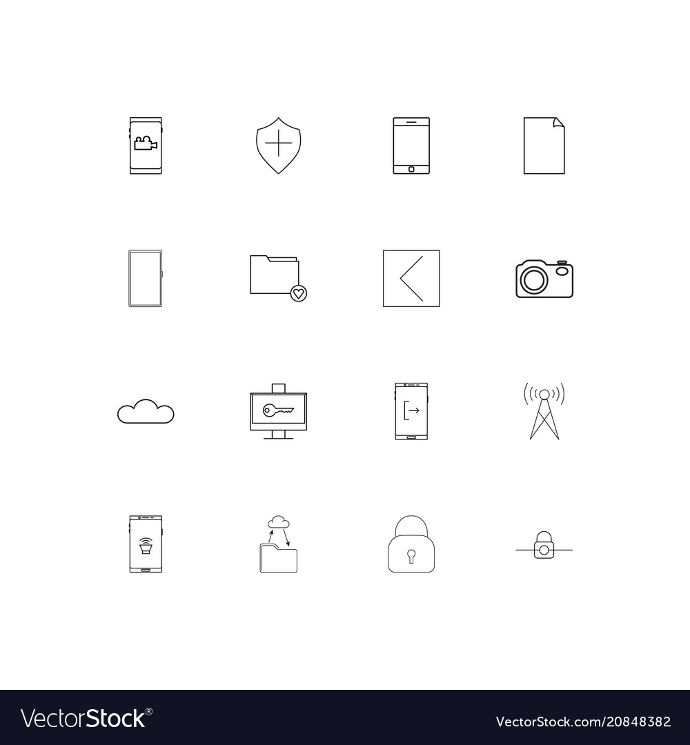 Network and database linear thin icons set