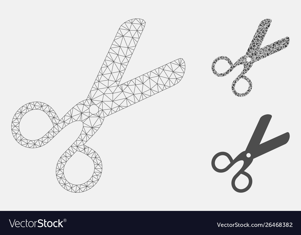Scissors mesh carcass model and triangle vector image Scissors mesh carcass model and triangle