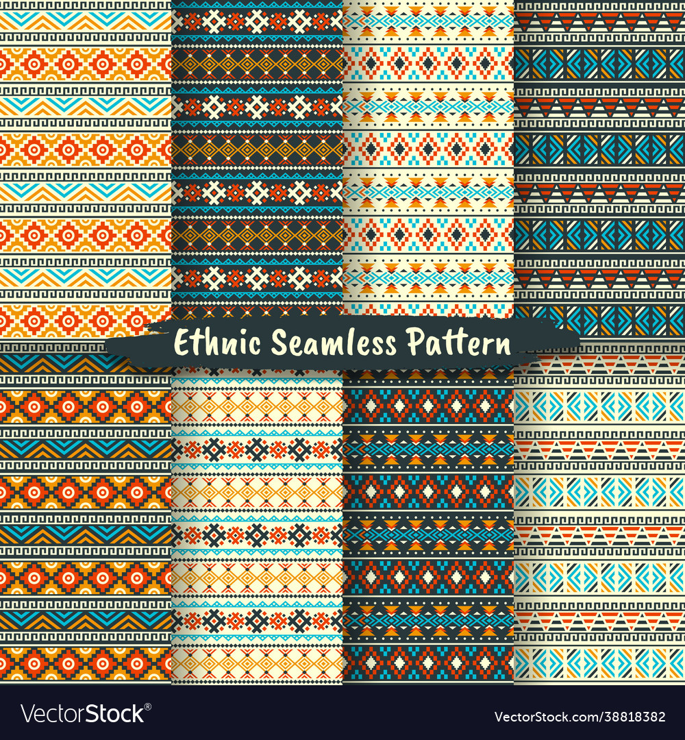 Set ethnic seamless pattern in native style