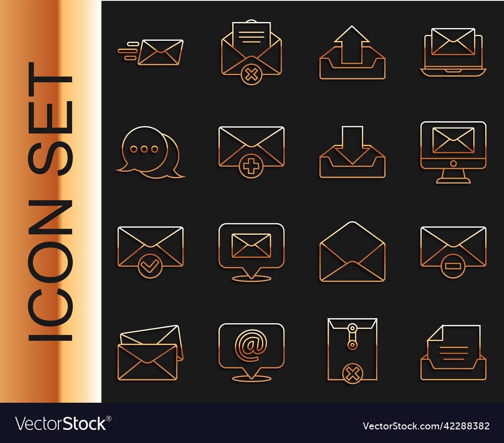Set line drawer with document delete envelope vector image Set line drawer with document delete envelope