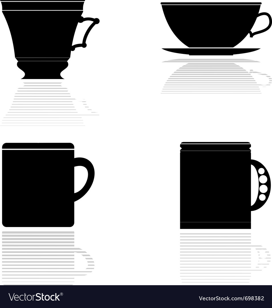 Silhouettes of tea cups Royalty Free Vector Image