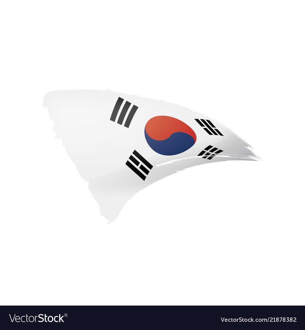 South korean flag on a white