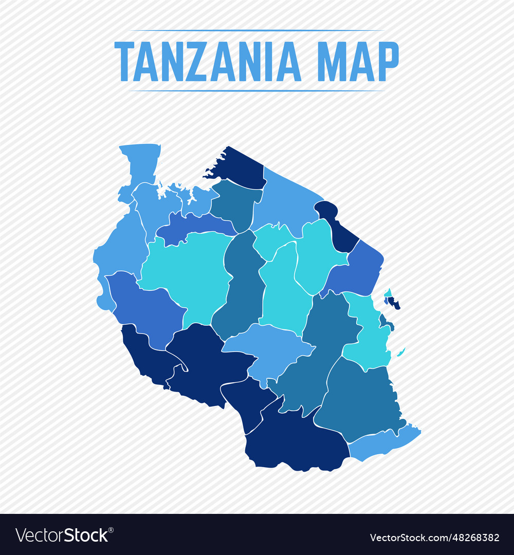 Tanzania detailed map with regions Royalty Free Vector Image