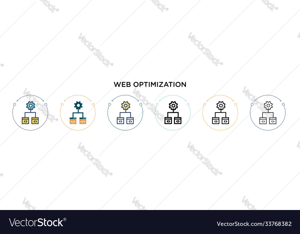Web optimization icon in filled thin line outline Vector Image Web optimization icon in filled thin line outline