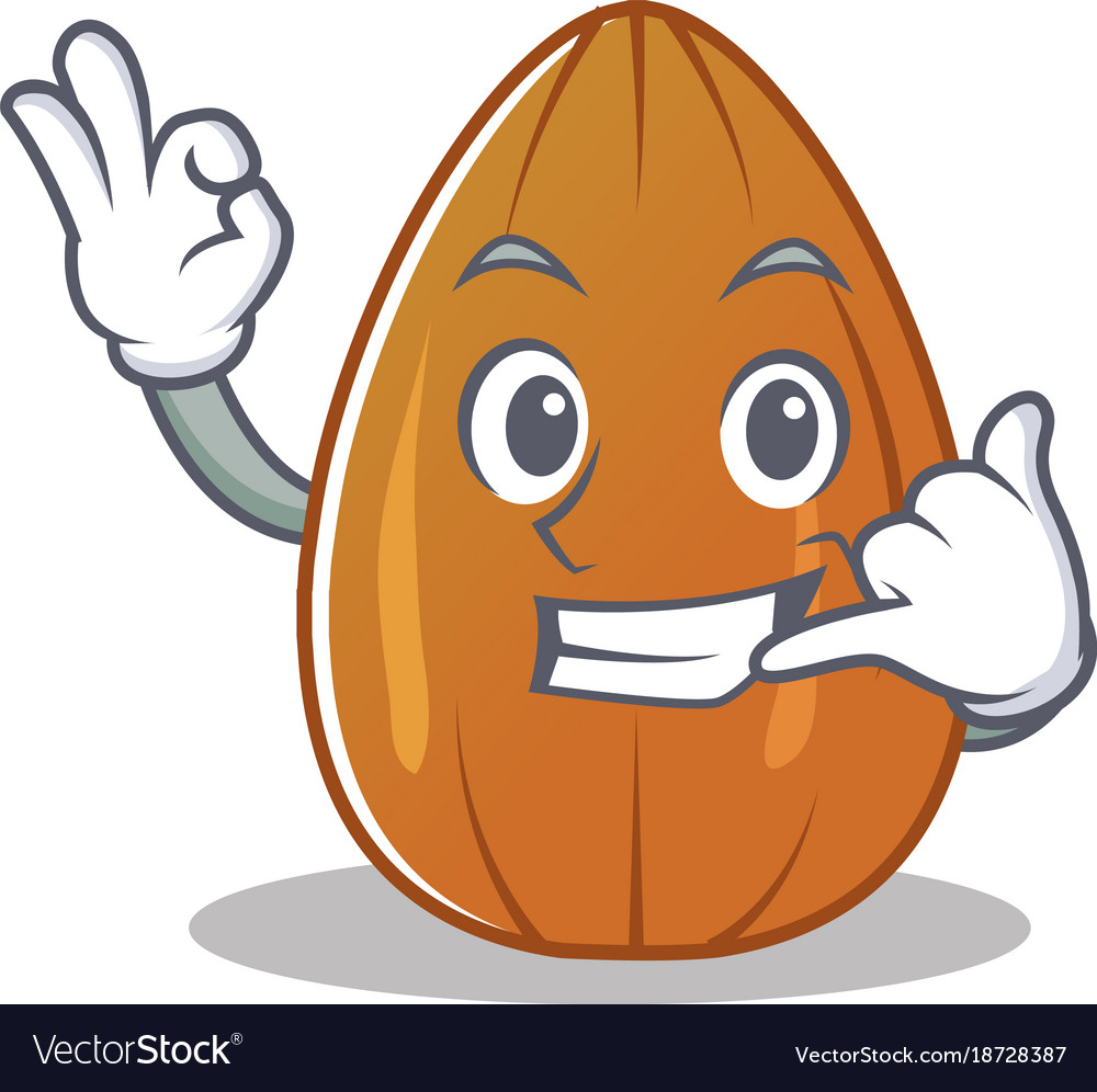 Call me almond nut character cartoon Royalty Free Vector