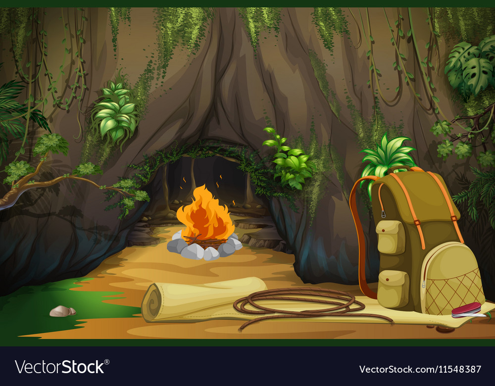 Campfire in the woods Royalty Free Vector Image