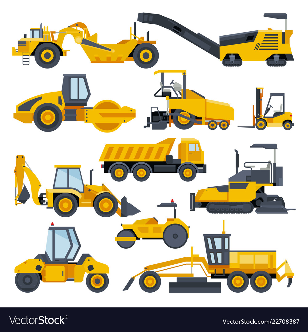 Excavator road construction digger or Royalty Free Vector