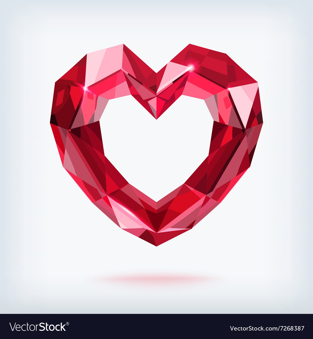 Faceted ruby heart