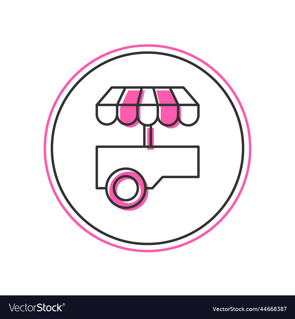 Filled outline fast street food cart with awning Vector Image