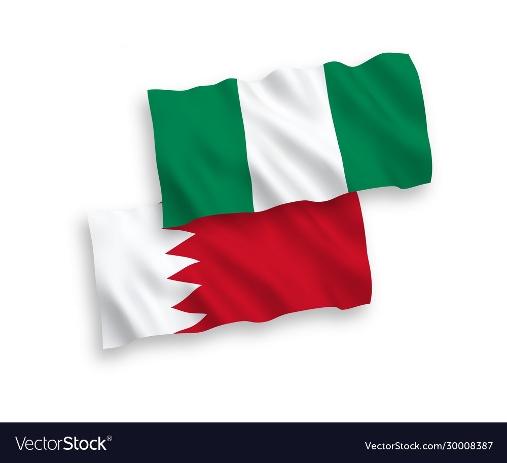 Flags nigeria and bahrain on a white background Vector Image