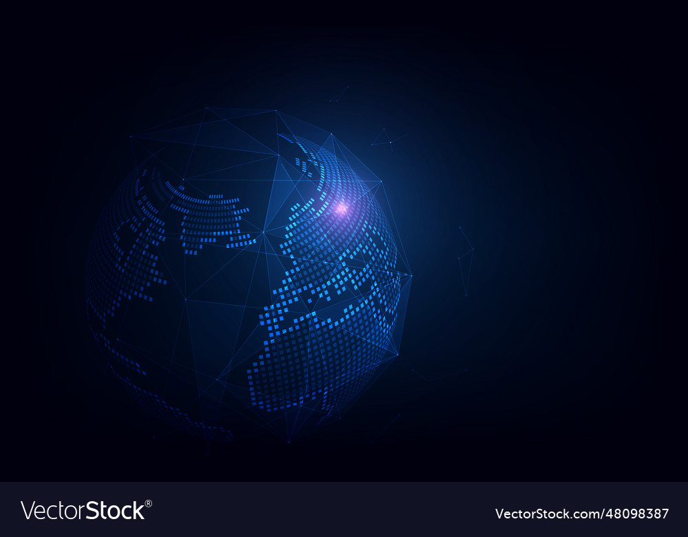 Global network connection world map point