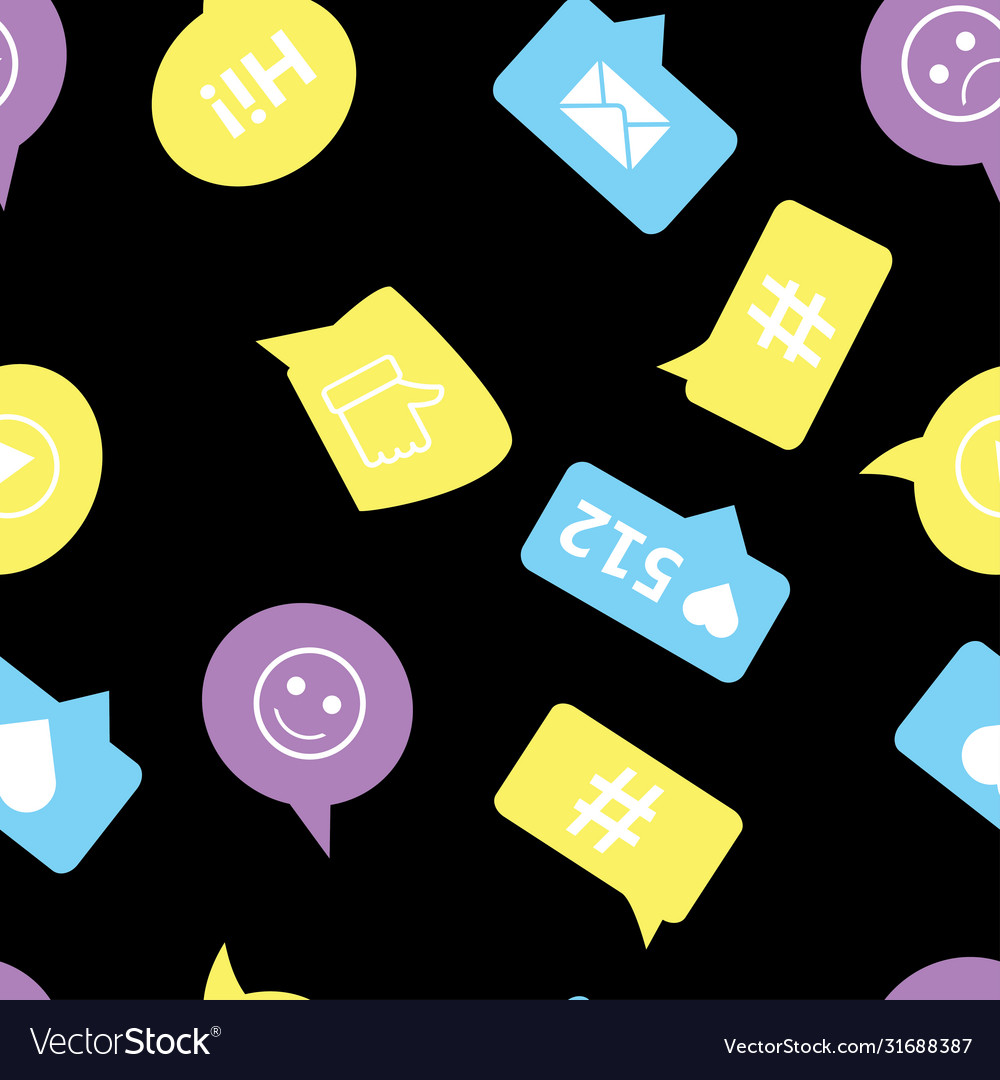 Seamless pattern with different chat symbols Vector Image Seamless pattern with different chat symbols