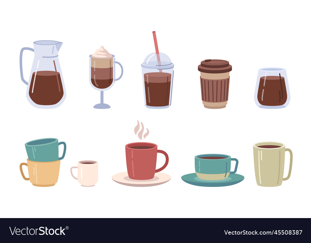 Served coffee and cappuccino beverages Royalty Free Vector