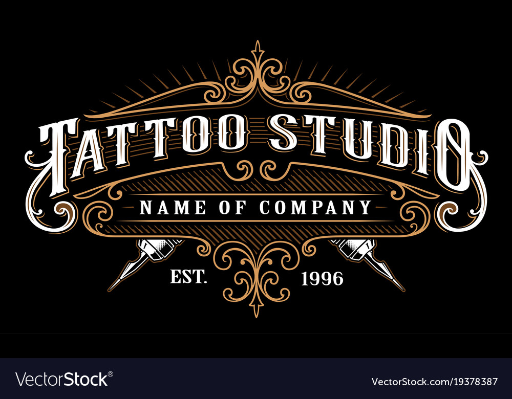 Download Vintage tattoo studio emblem 2 for dark background