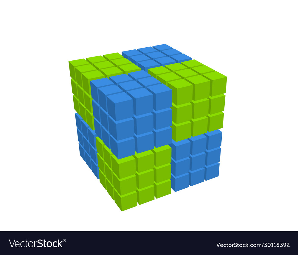 Abstract 3d cube from cubes isolated on white