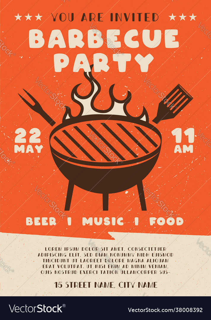 Barbecue party flyer bbq poster template design Vector Image