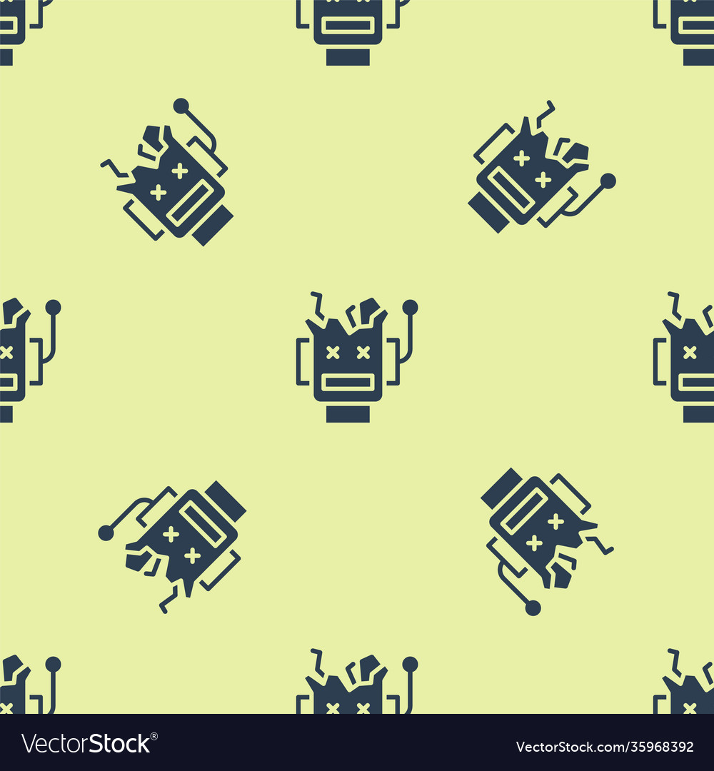 Blue broken robot icon isolated seamless pattern vector image Blue broken robot icon isolated seamless pattern