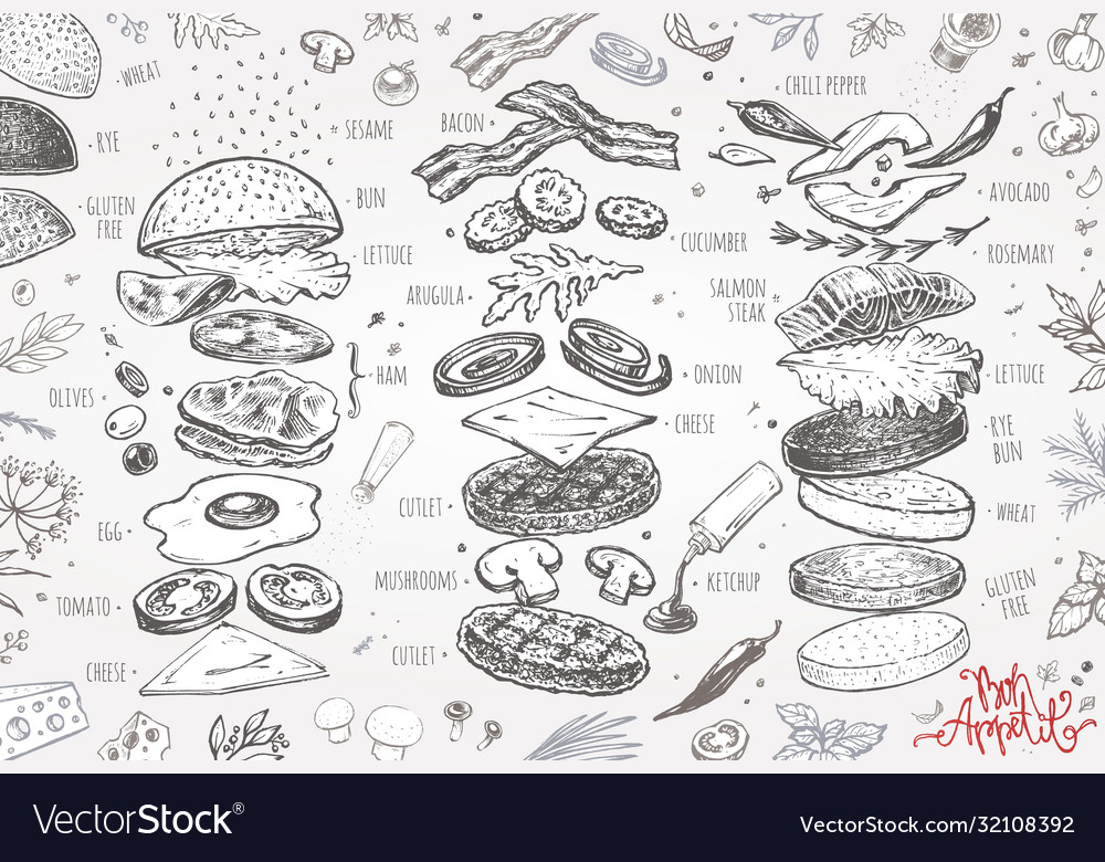 Burger menu cover for restaurant vintage design