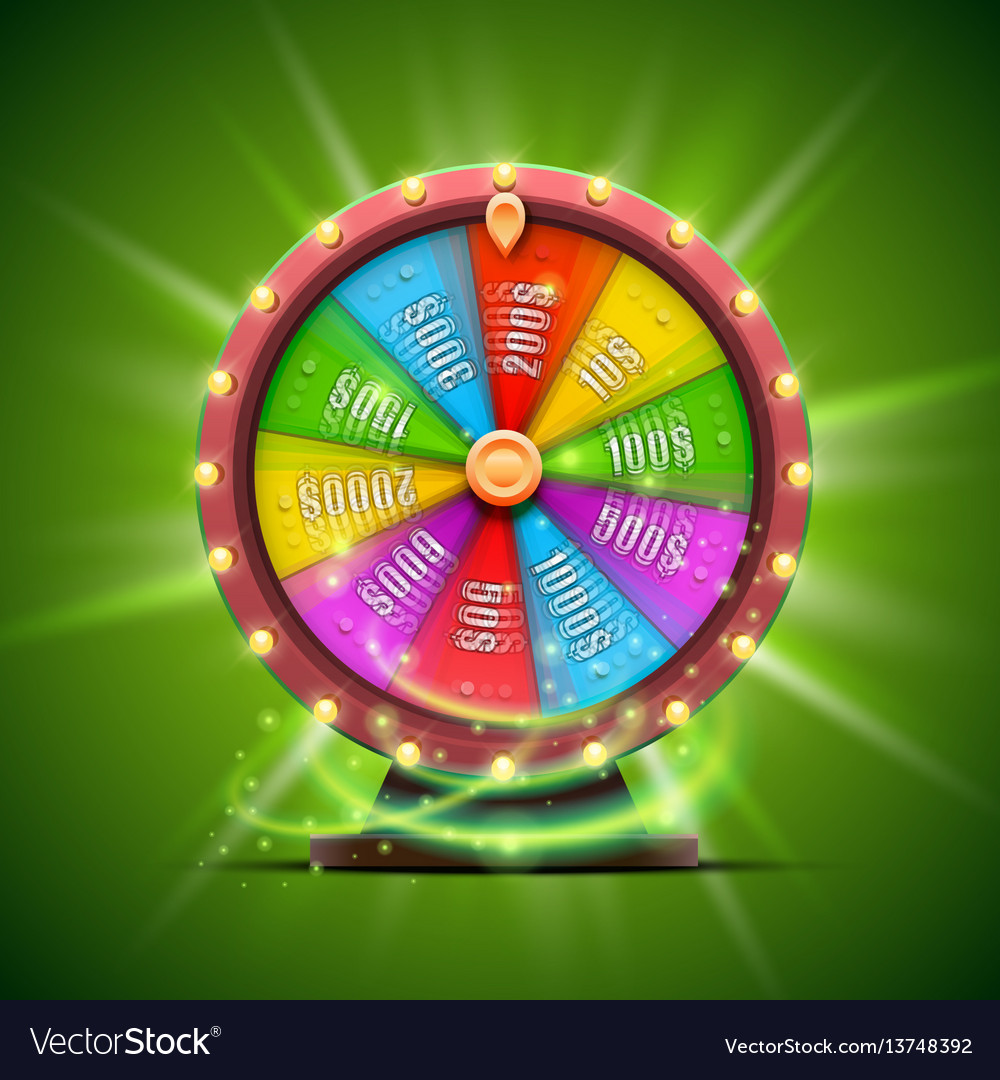 Colorful fortune wheel isolated on green