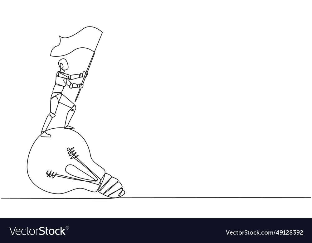 Continuous one line drawing of robotic artificial vector image Continuous one line drawing of robotic artificial