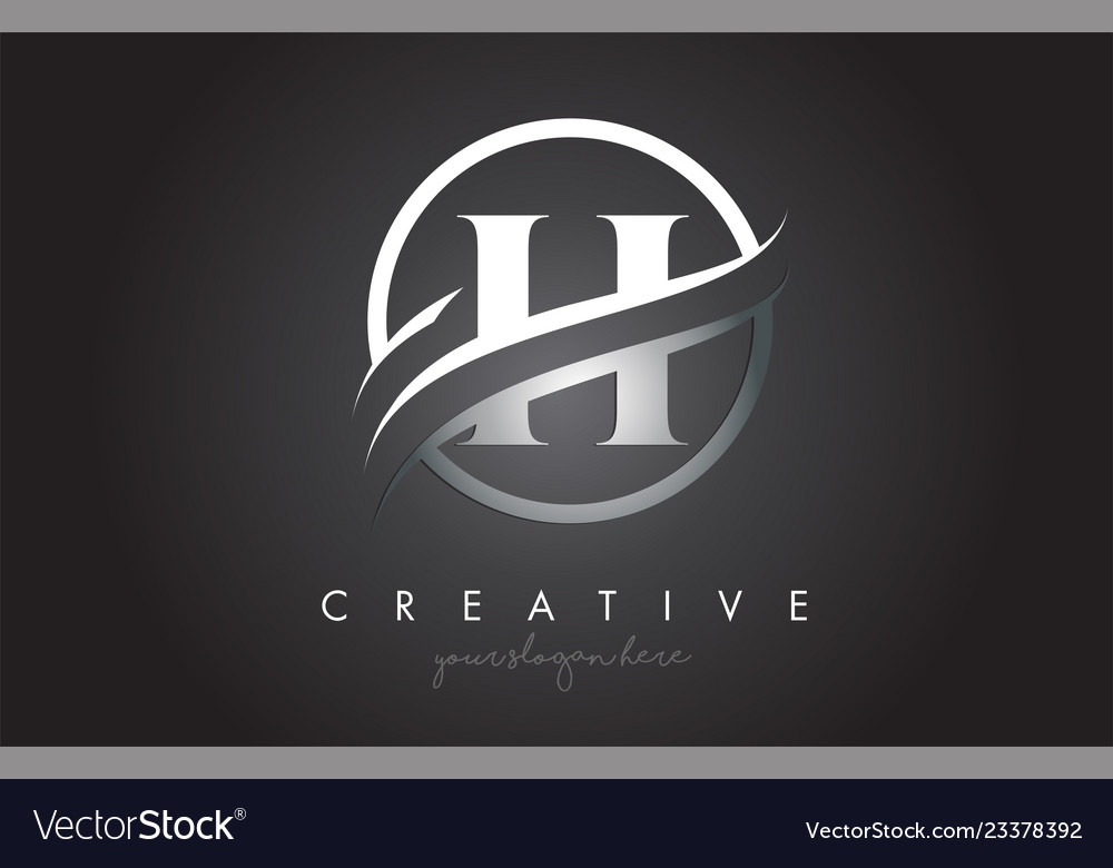 Elegantes H Letter Logo mit Stahl Swoosh