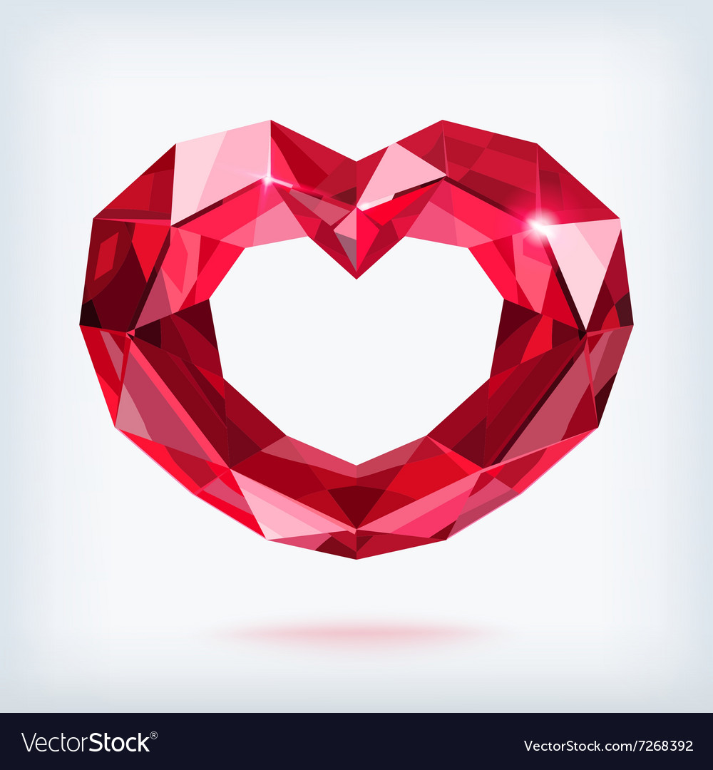 Faceted ruby heart