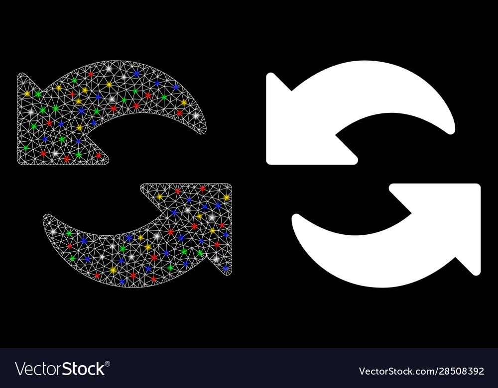 Flare mesh network refresh icon with spots vector image Flare mesh network refresh icon with spots