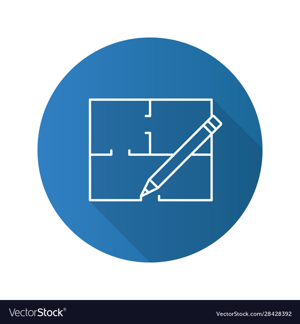 Floor plan flat linear long shadow icon