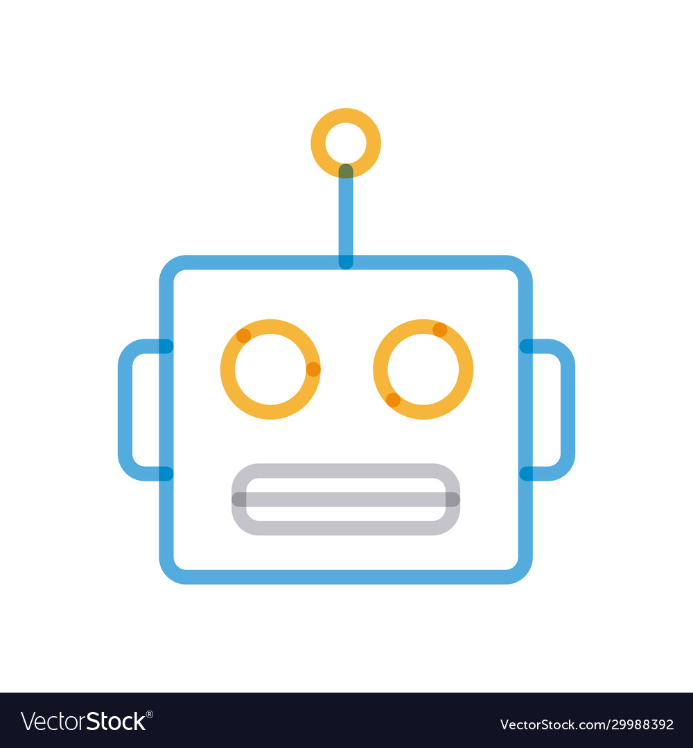 Isolated robot cartoon multiply line style icon