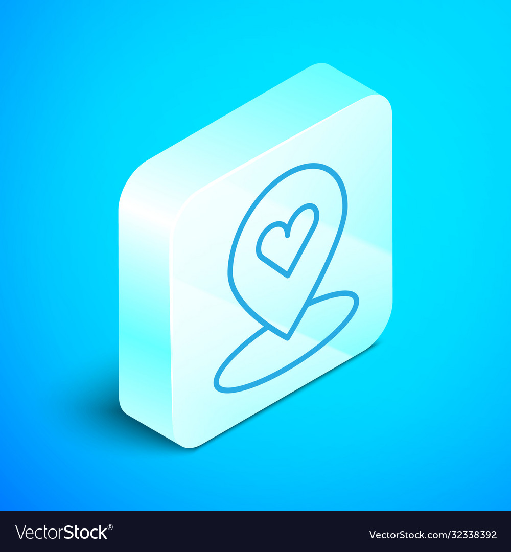 Isometric line map pointer with heart icon vector image Isometric line map pointer with heart icon