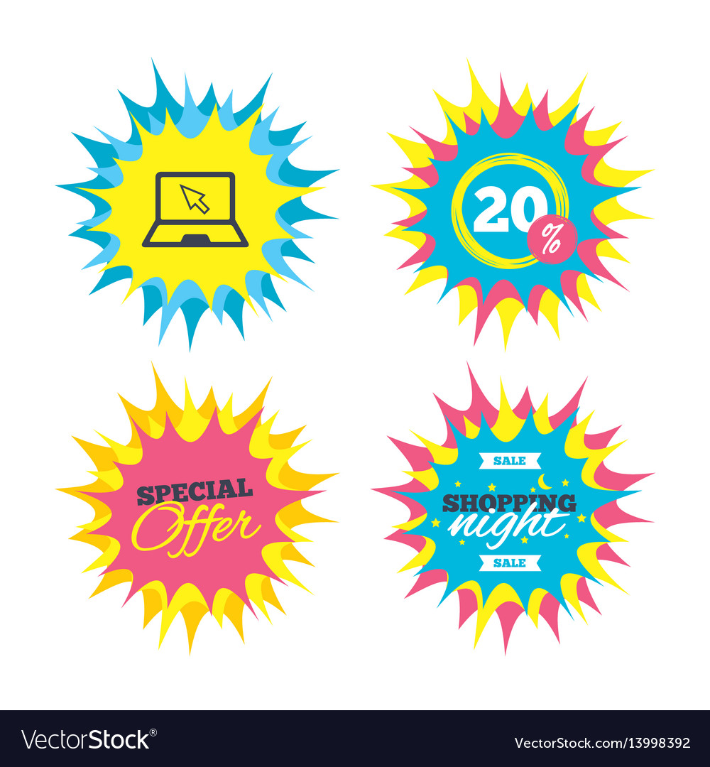 Laptop sign icon notebook pc with cursor symbol