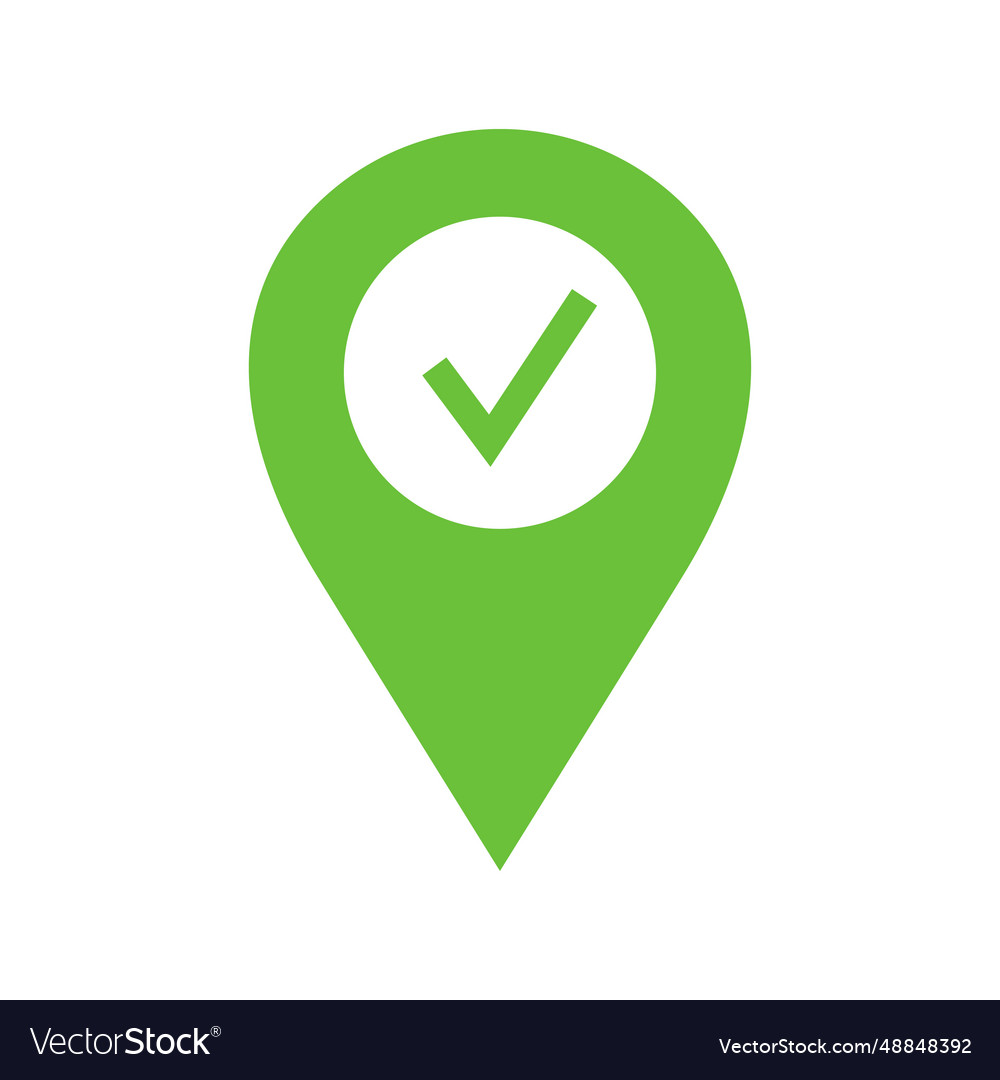 Map pin with check mark icon location tick vector image Map pin with check mark icon location tick