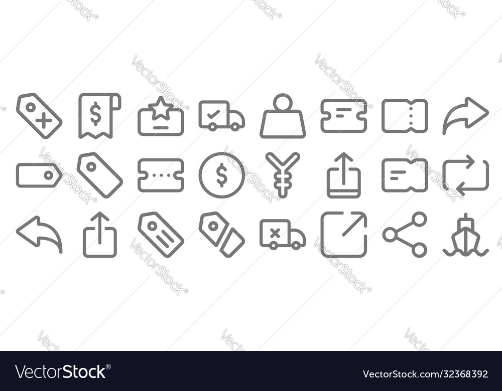 Marketplace line icons linear set quality vector image Marketplace line icons linear set quality