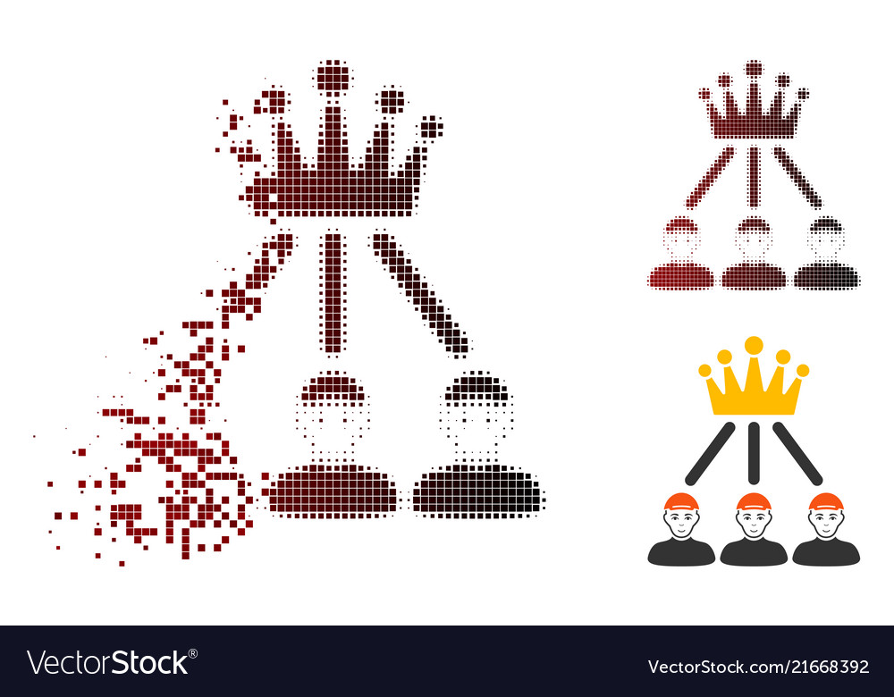 Moving pixel halftone hierarchy men icon vector image Moving pixel halftone hierarchy men icon