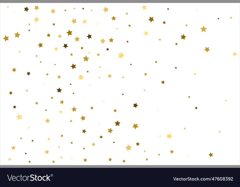 Random falling gold stars on white background