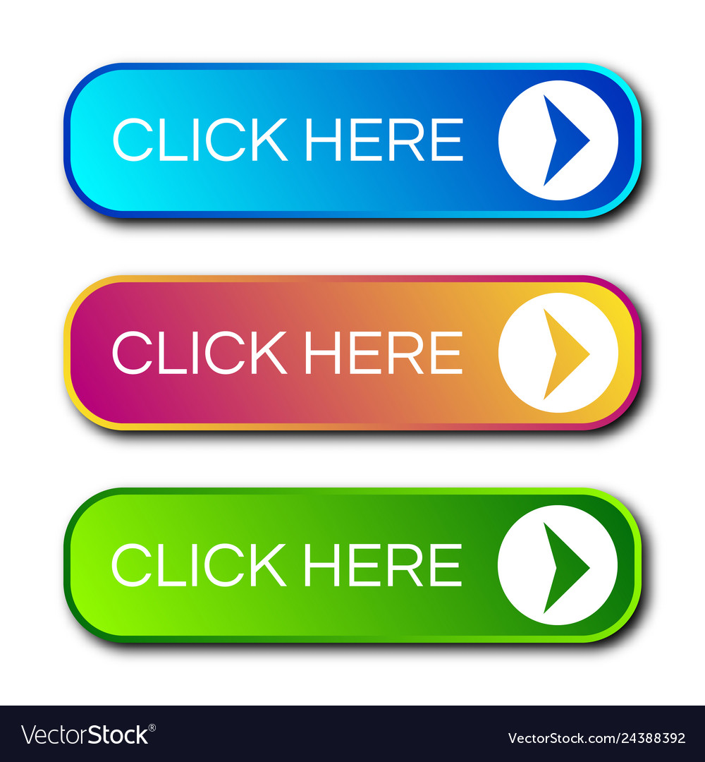 Set of three modern gradient buttons with shadows