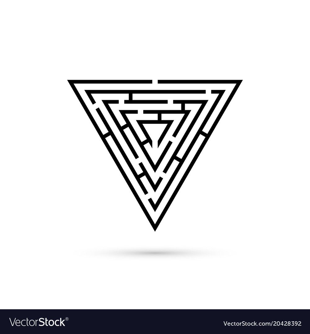 Triangle Maze With Way To Center Logic Game Vector Image