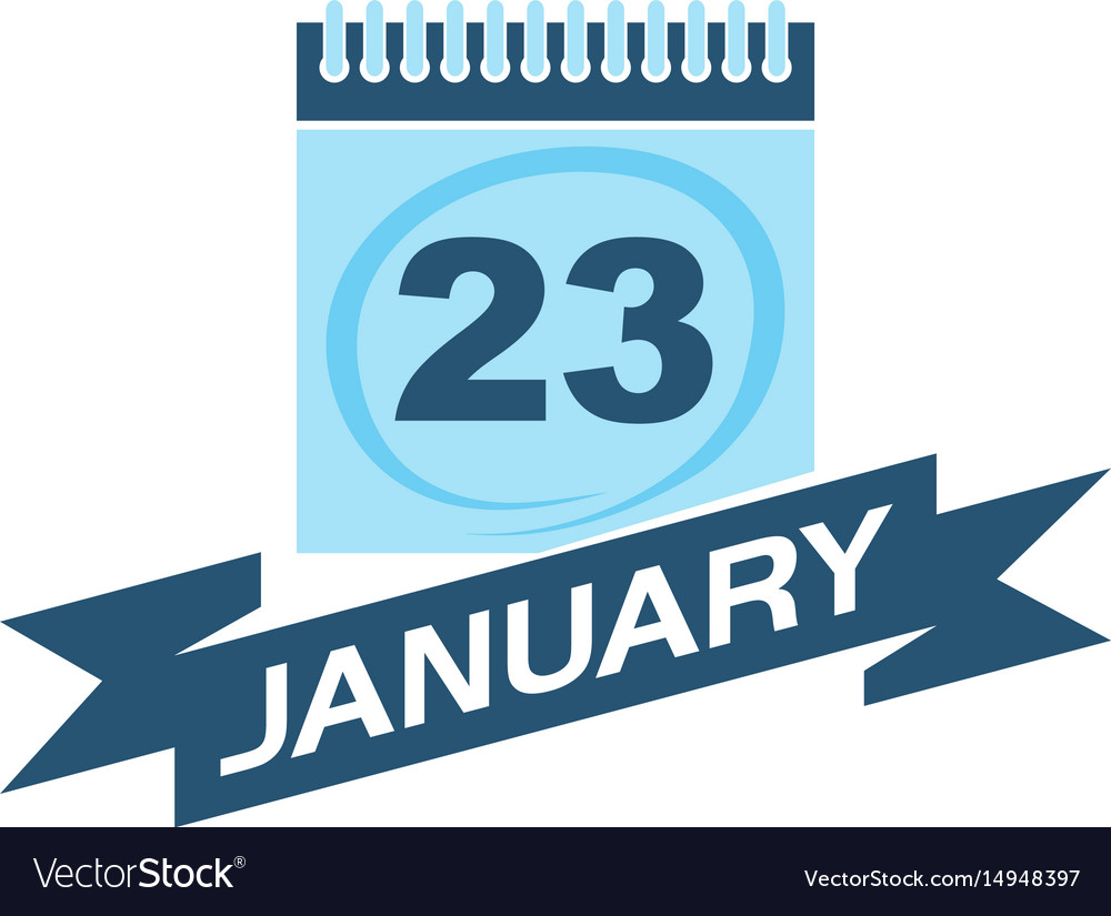 23 january calendar with ribbon Royalty Free Vector Image