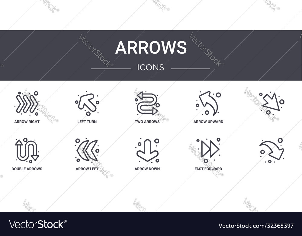 Arrows concept line icons set contains