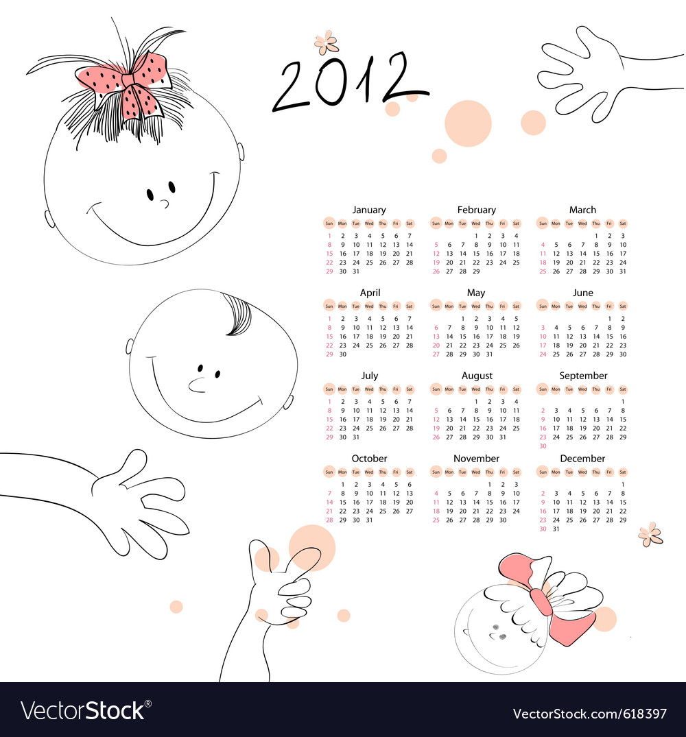 Kalender für 2012 mit kleinen Kindern