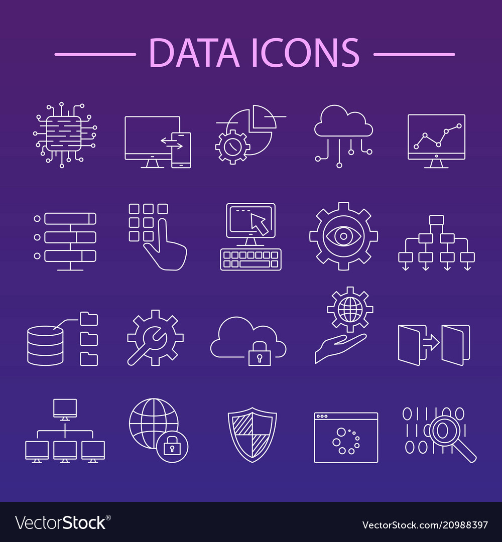 Data icons line set