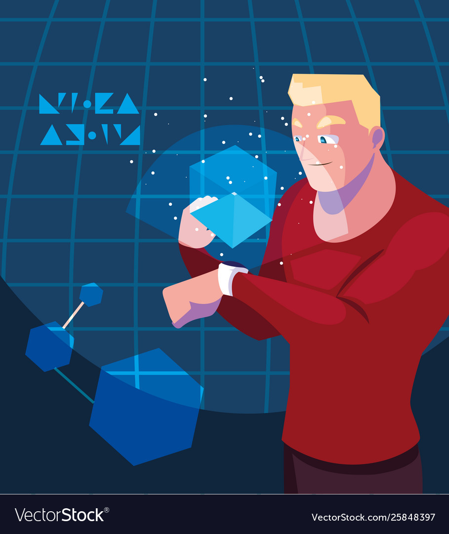 Design man using technology augmented