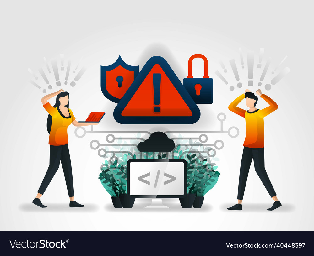 Flat cartoon character developer detect hacking